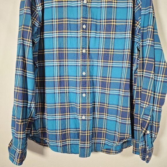 J. Crew Teal and Yellow Plaid Button Down Shirt - Picture 3 of 11